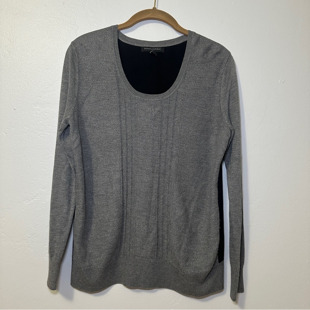 Banana Republic Black and Gray Knit Top